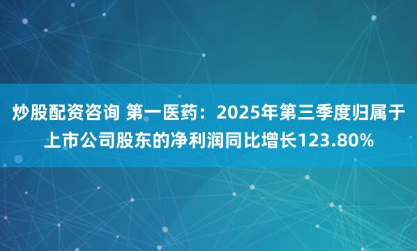 炒股配资咨询 第一医药：2025年第三季度归属于上市公司股东的净利润同比增长123.80%