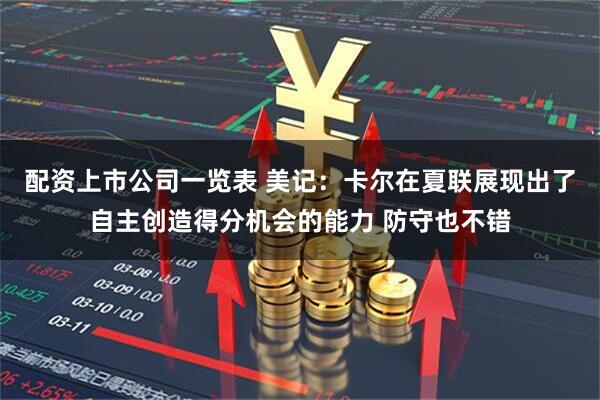 配资上市公司一览表 美记：卡尔在夏联展现出了自主创造得分机会的能力 防守也不错